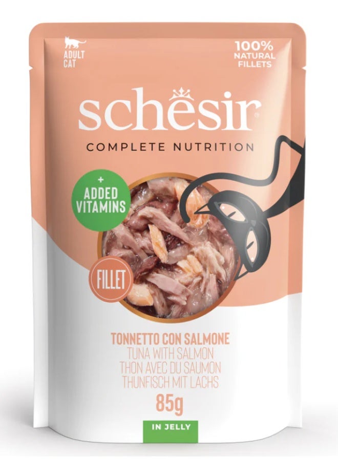 شيسر شيزير كومبليت نيوتريشن – تونة مع سلمون في الجيلي (أظرف) – طعام قطط رطب متكامل ومتوازن – مدعّم بالفيتامينات – 4 × 85 جم - Image 4